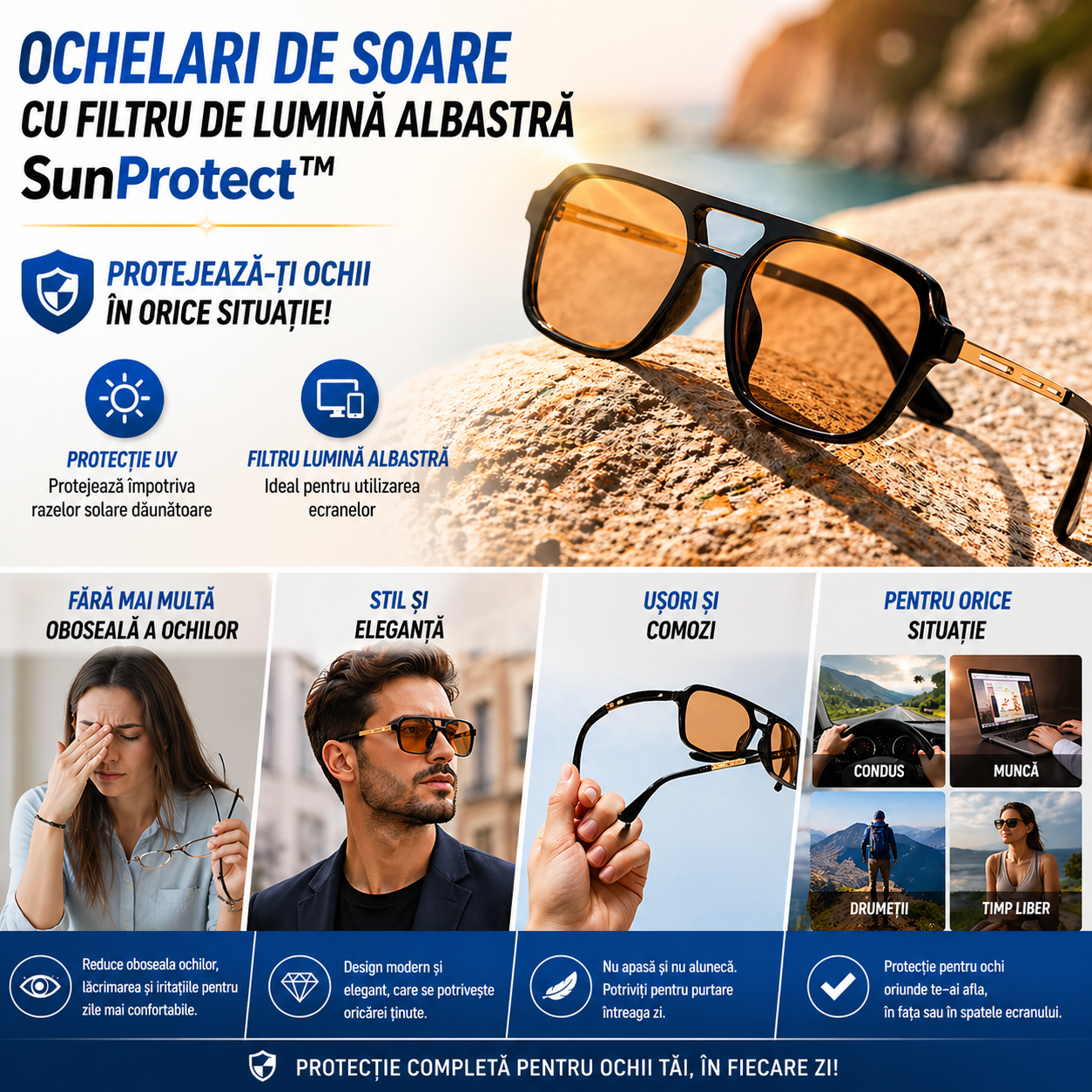Ochelari Anti-Lumină Albastră - SunProtect™